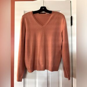 SAKS FIFTH AVENUE CASHMERE V-NECK SWEATER XL